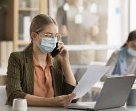 Employees wearing face masks office