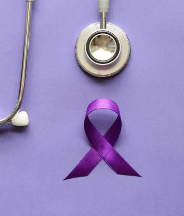 Pancreatic cancer ribbon and stethoscope