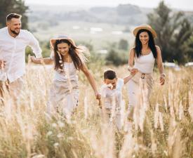 Family in field