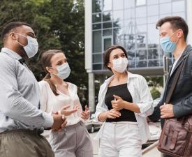 colleagues with masks