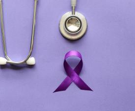 Pancreatic cancer ribbon and stethoscope