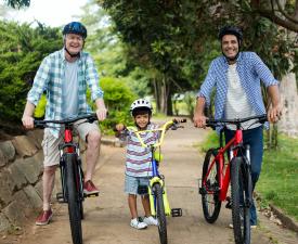 Male family members cycling