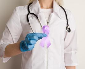 Femal doctor purple ribbon