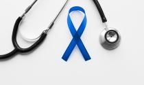 Blue ribbon with stethoscope