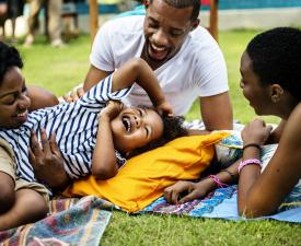 Family in yard